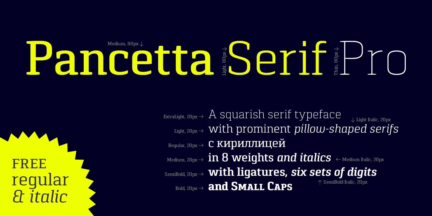 Beispiel einer Pancetta Serif Pro-Schriftart #2