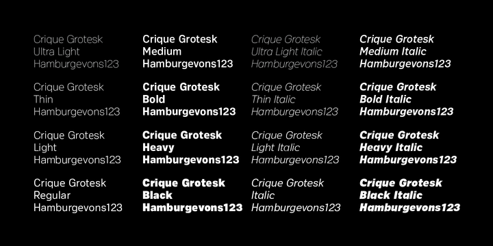 Beispiel einer Crique Grotesk-Schriftart #2