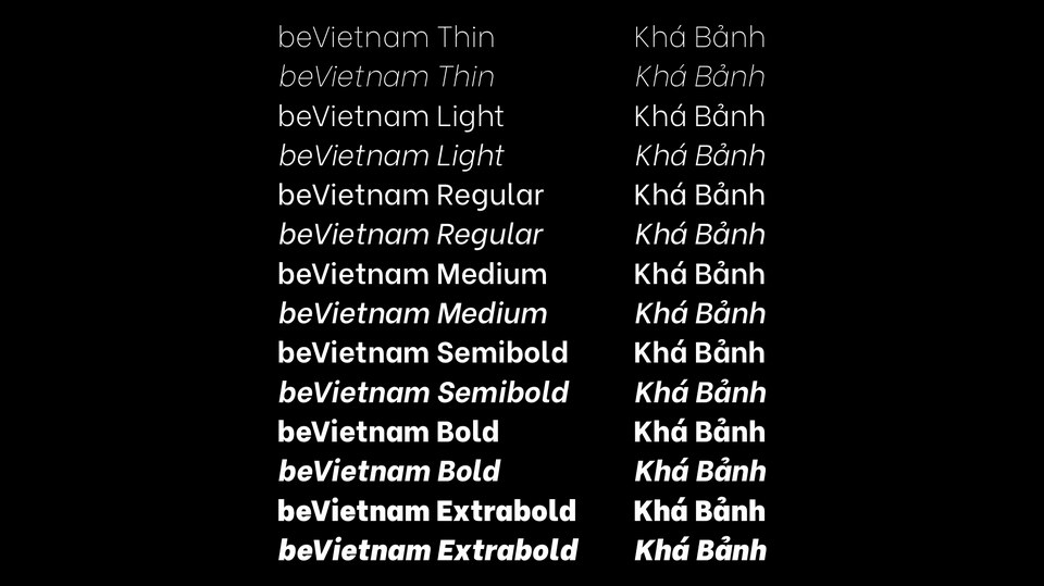 Beispiel einer Be Vietnam-Schriftart #2