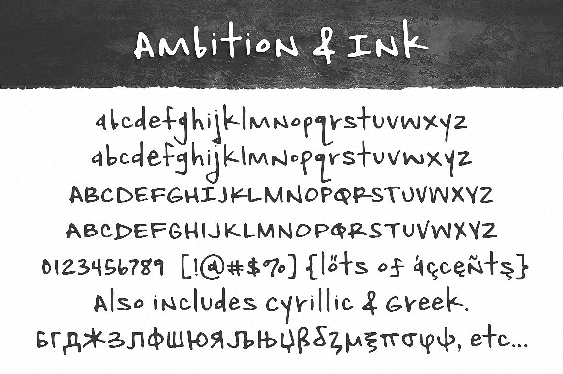 Beispiel einer Ambition & Ink-Schriftart #3