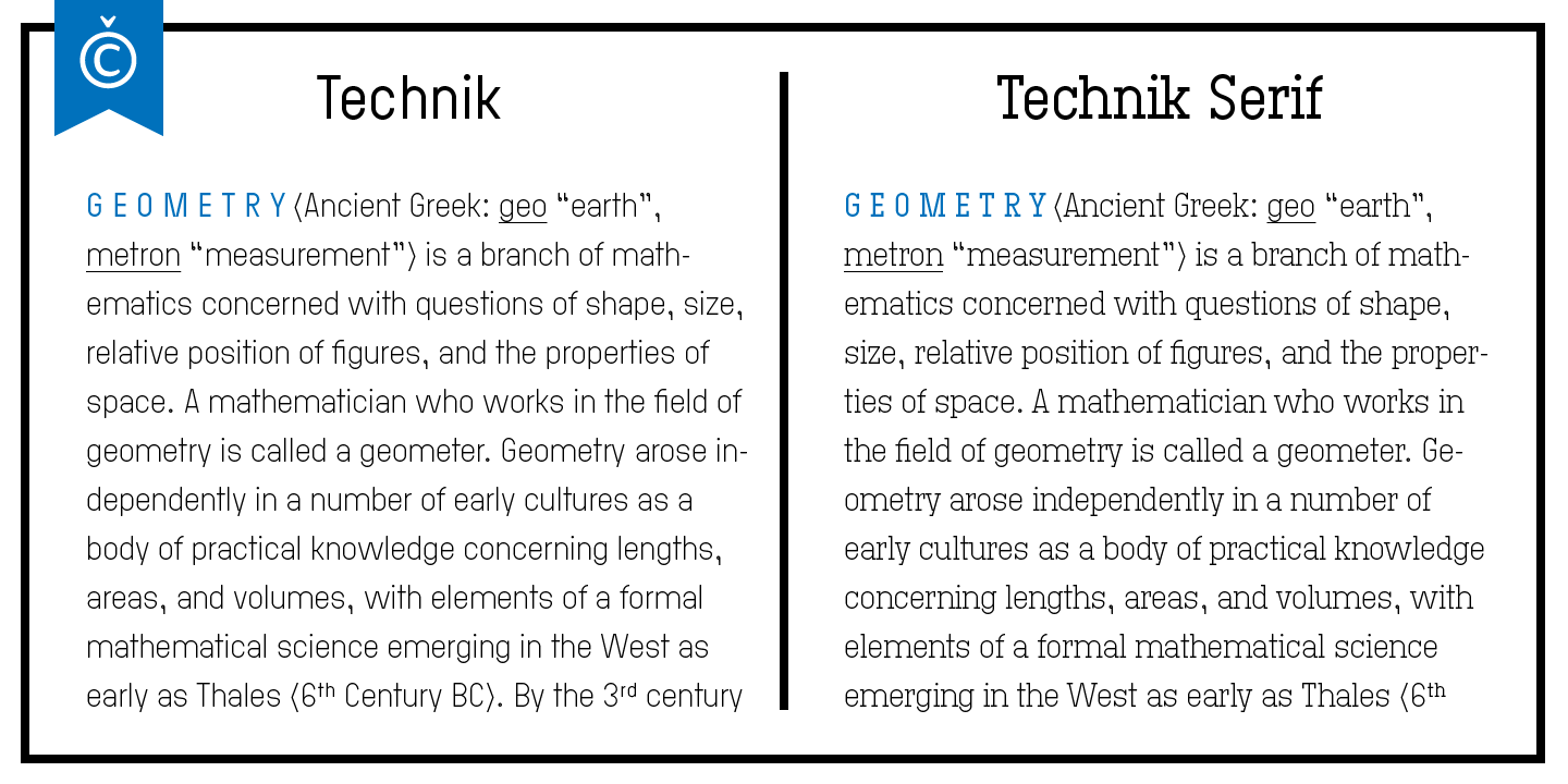 Beispiel einer Technik Serif-Schriftart #4