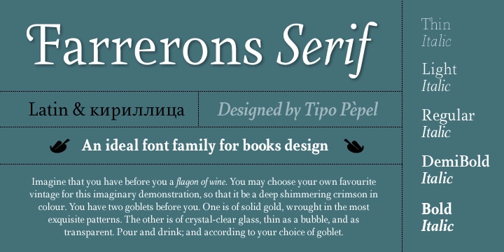 Beispiel einer Farrerons Serif-Schriftart #1