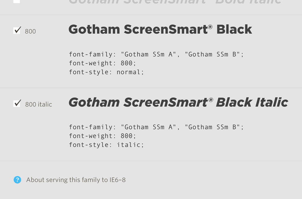 Beispiel einer Gotham Screen Smart-Schriftart #1