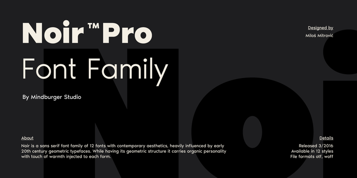 Beispiel einer Noir Pro-Schriftart #1