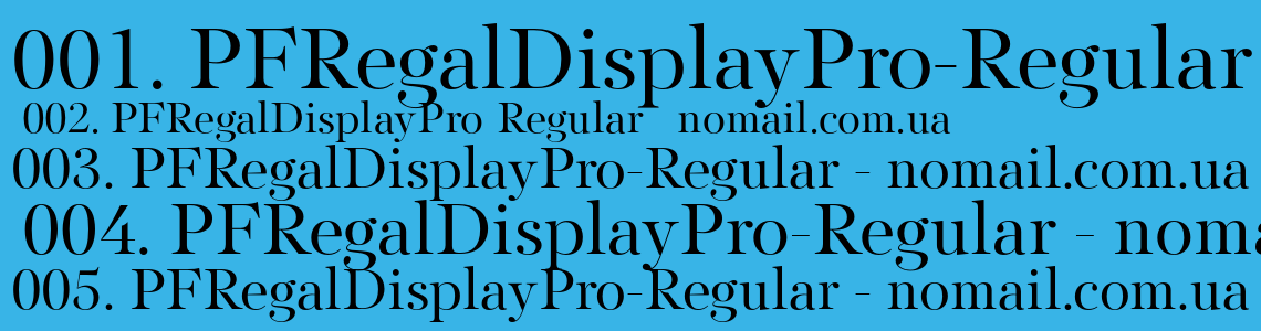 Beispiel einer PF Regal Display Pro-Schriftart #1