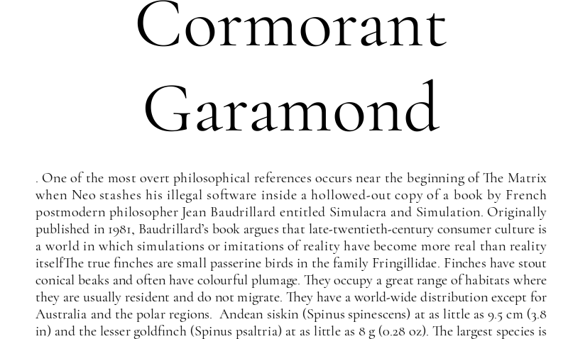 Beispiel einer Cormorant Garamond-Schriftart #1