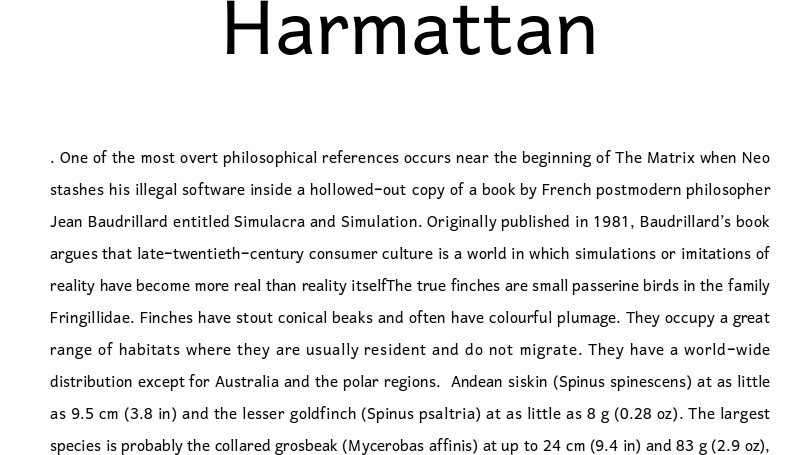 Beispiel einer Harmattan-Schriftart #1