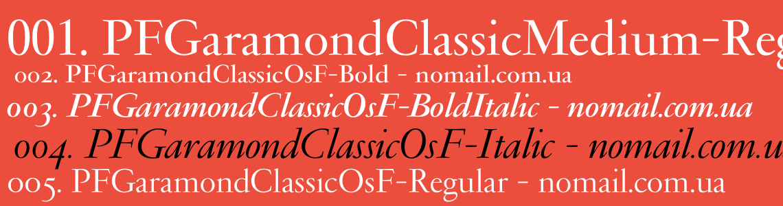 Beispiel einer PF Garamond Classic-Schriftart #1