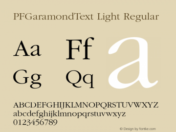 Beispiel einer PF Garamond Text-Schriftart #1