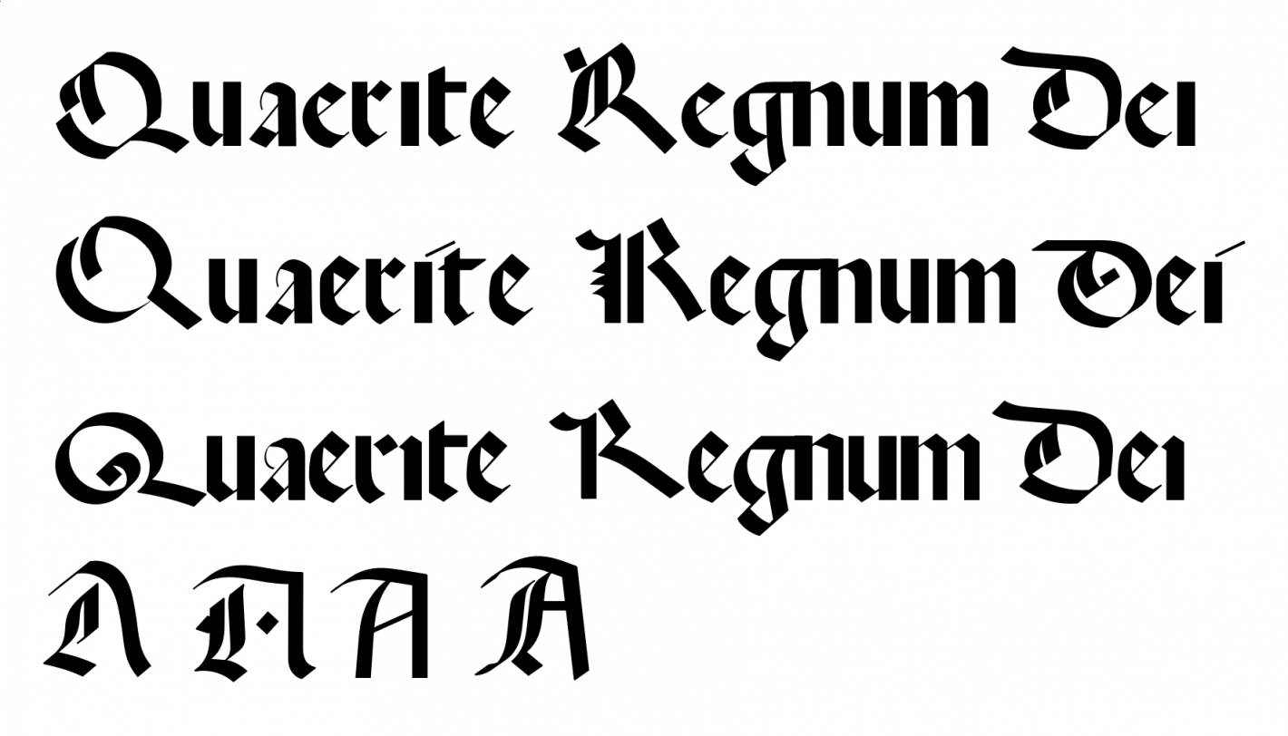Beispiel einer QUAERITE REGNUM DEI-Schriftart #1