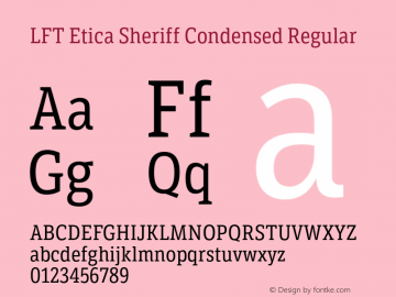 Beispiel einer LFT Etica Sheriff Condensed-Schriftart #1