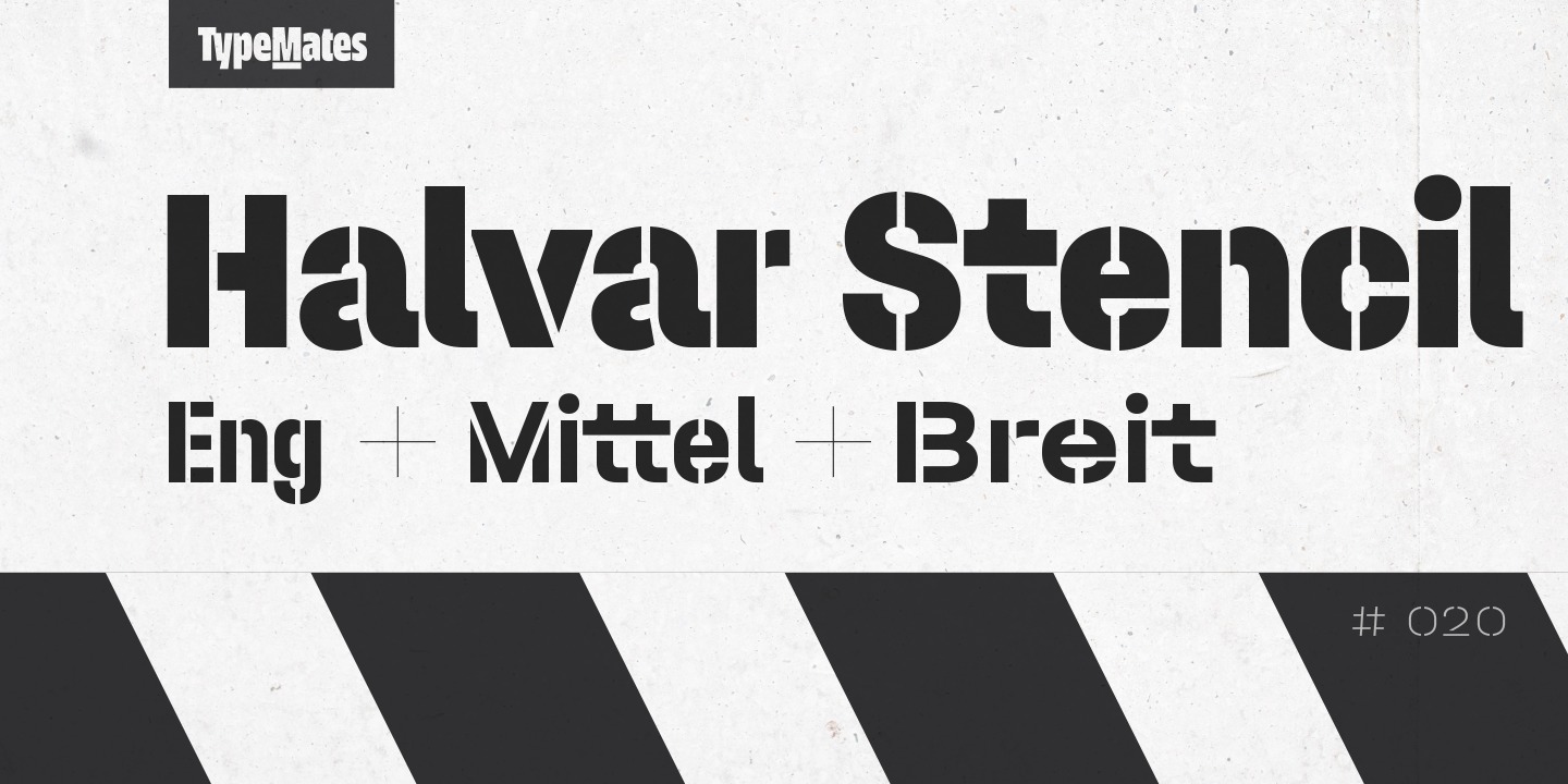 Schriftart Halvar Stencil Breitschrift