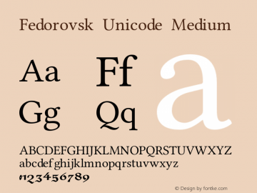 Beispiel einer Fedorovsk Unicode-Schriftart #1