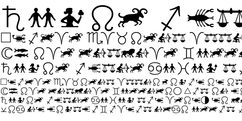 Beispiel einer Linotype Astrology Pi-Schriftart #1