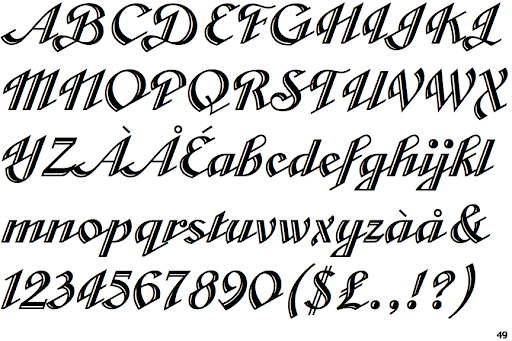 Schriftart Cabarga Cursiva