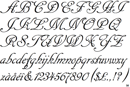 Beispiel einer Cancellaresca Script-Schriftart #1