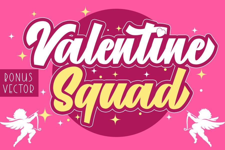 Beispiel einer Valentine Squad-Schriftart #1