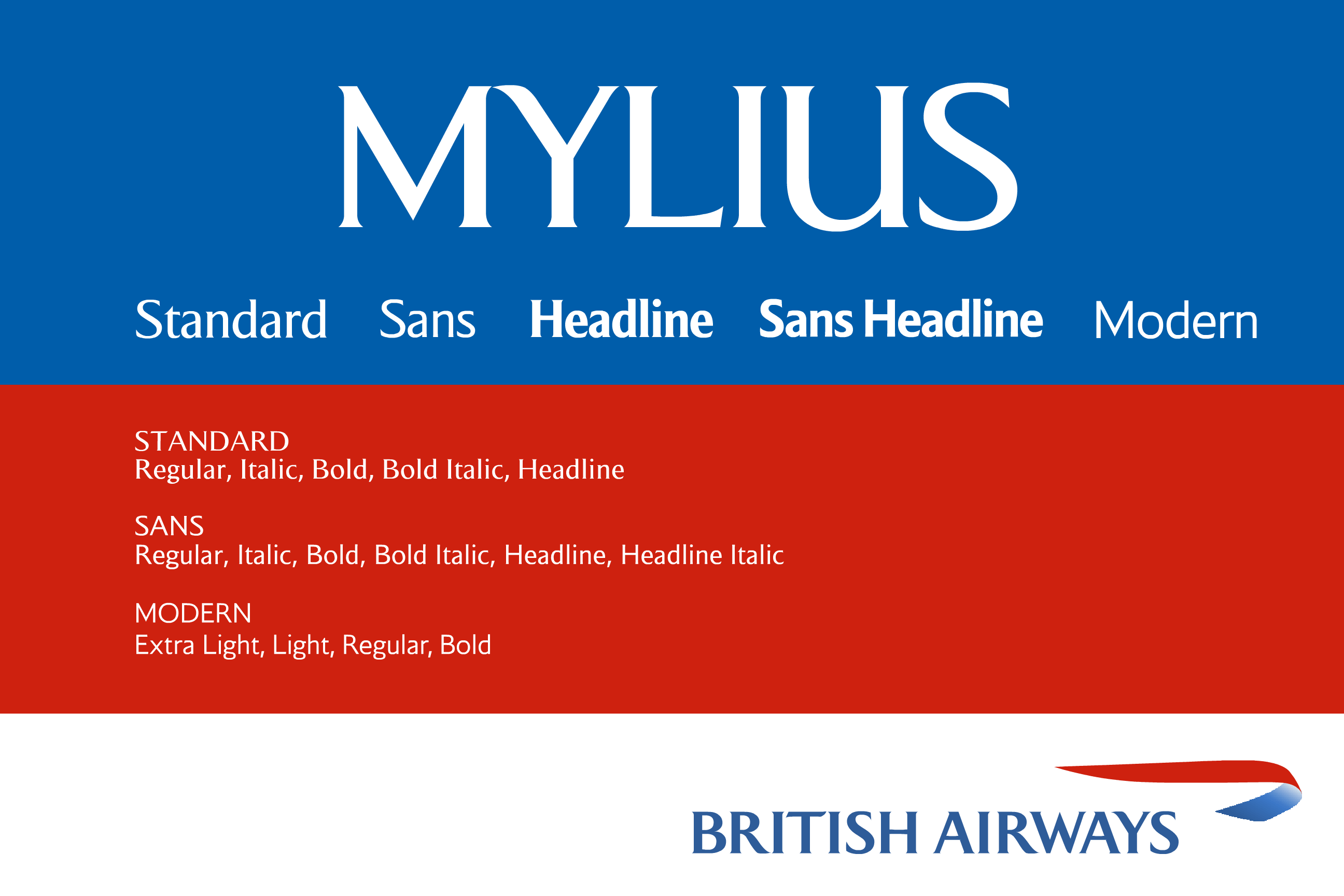 Beispiel einer Mylius (British Airways)-Schriftart #1