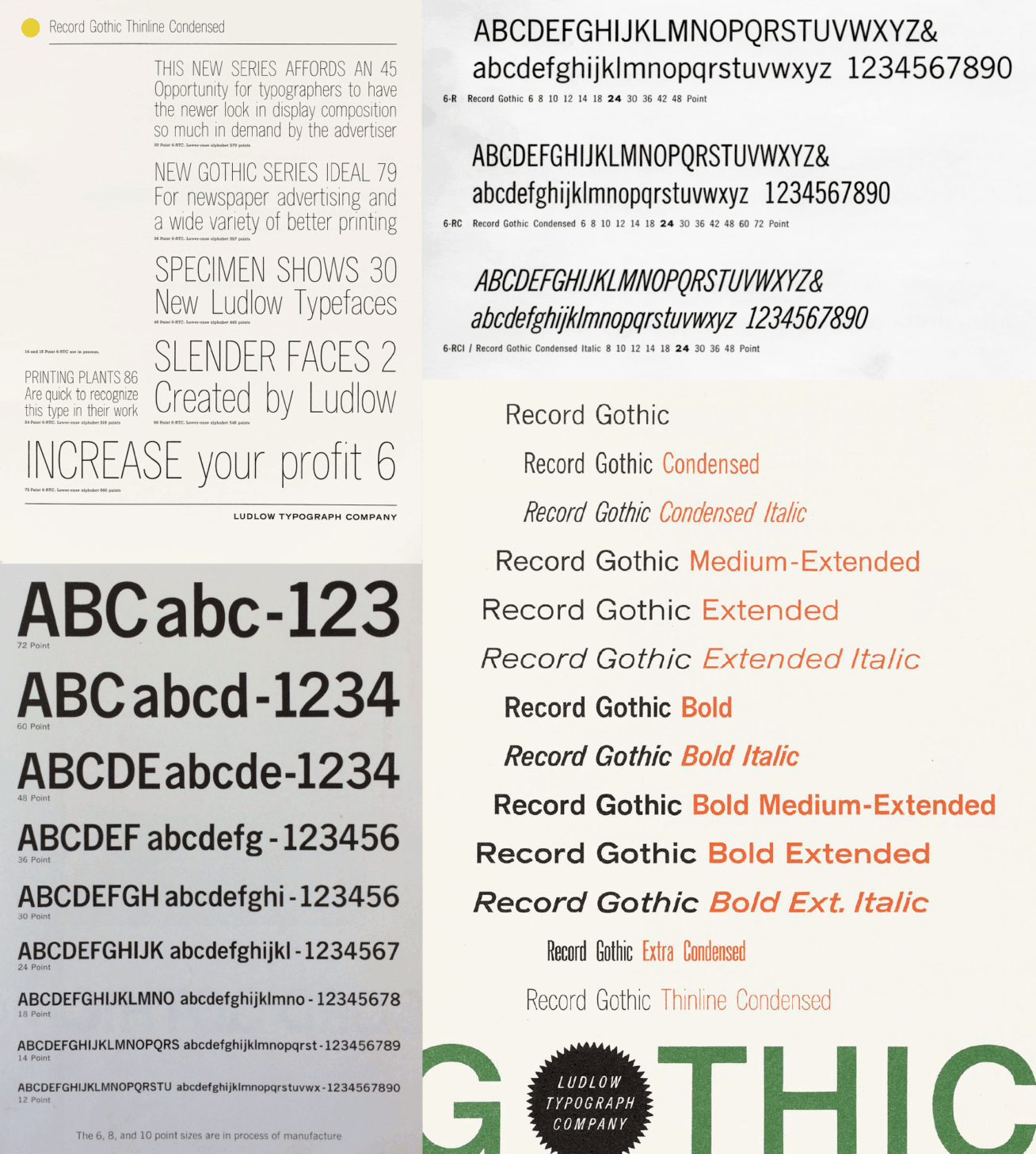 Beispiel einer A2 Record Gothic XCondensed-Schriftart #1