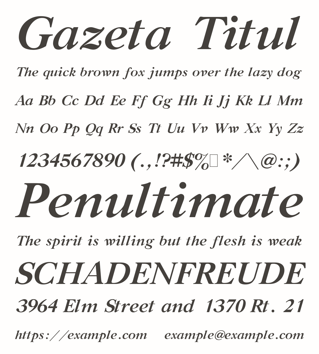 Schriftart Gazeta Titul