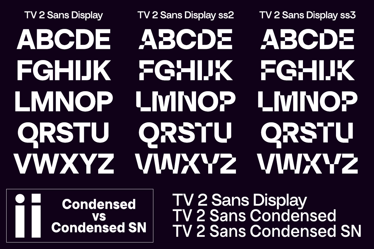 Beispiel einer TV 2 Sans Display-Schriftart #1