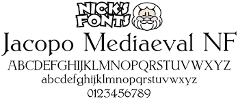 Schriftart Jacopo Mediaeval NF