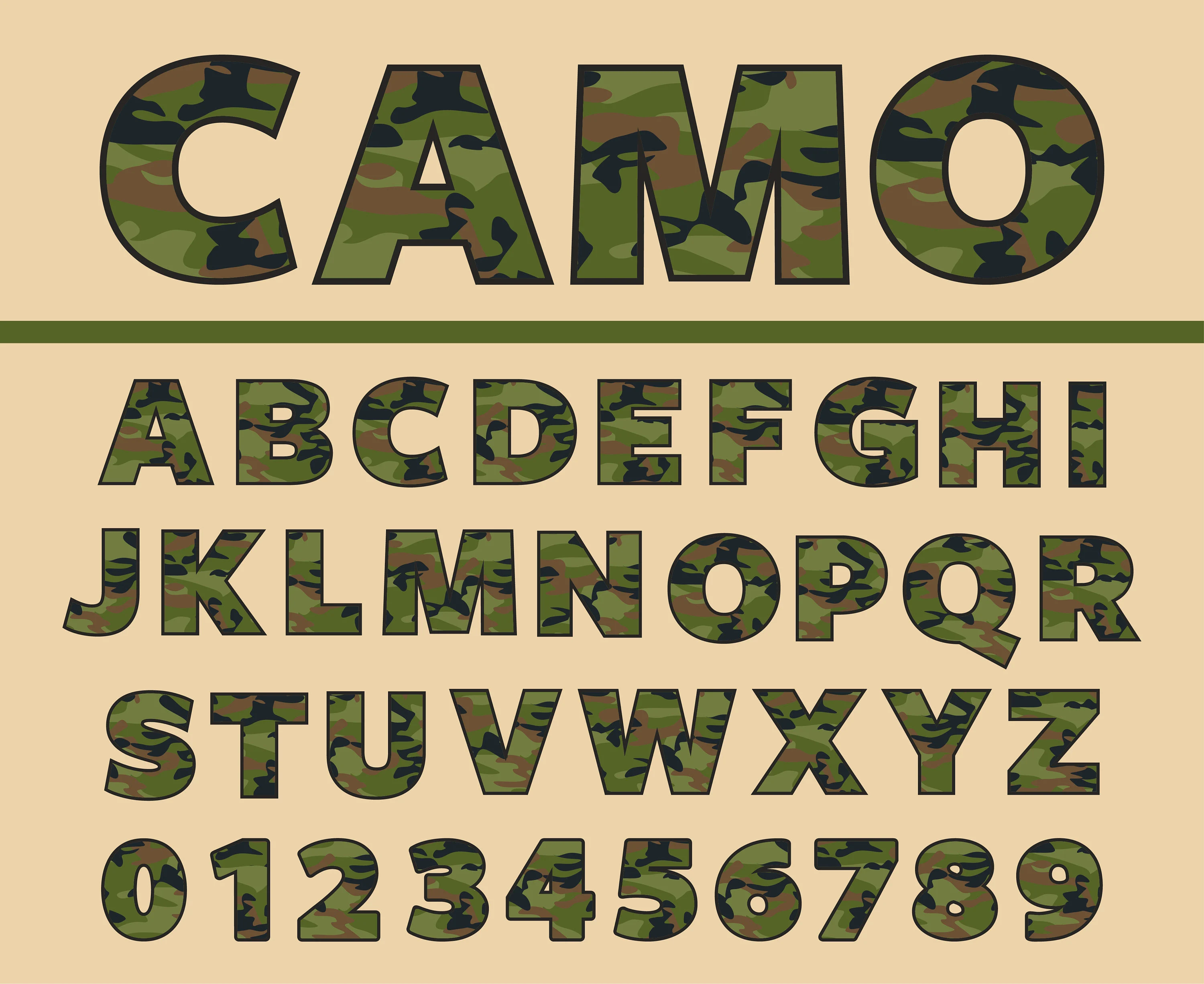 Beispiel einer Camouflage-Schriftart #1