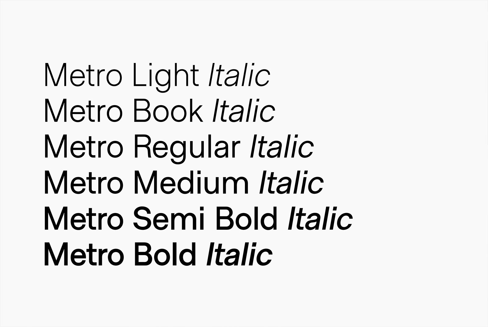 Beispiel einer Metro Sans-Schriftart #1