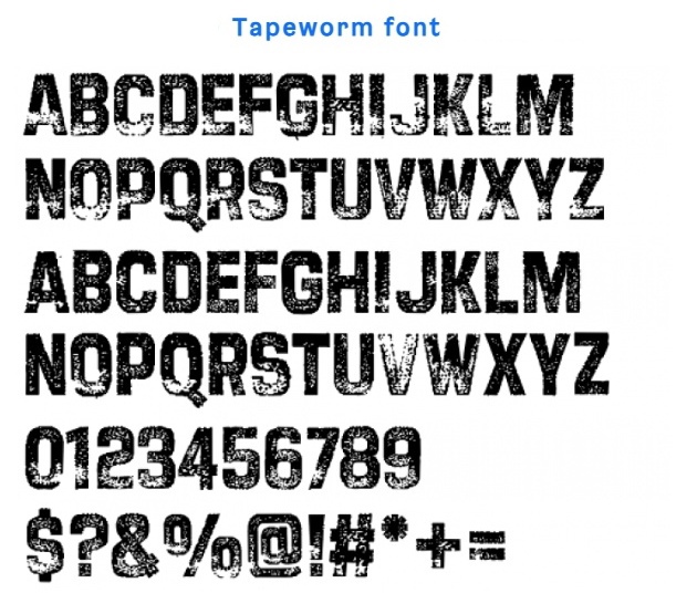 Schriftart Tapeworm