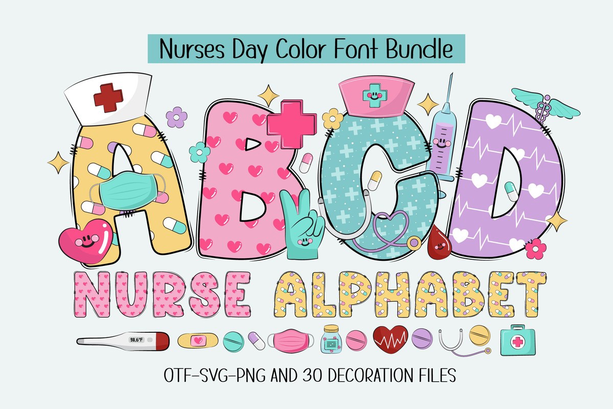 Schriftart Nurse Alphabet